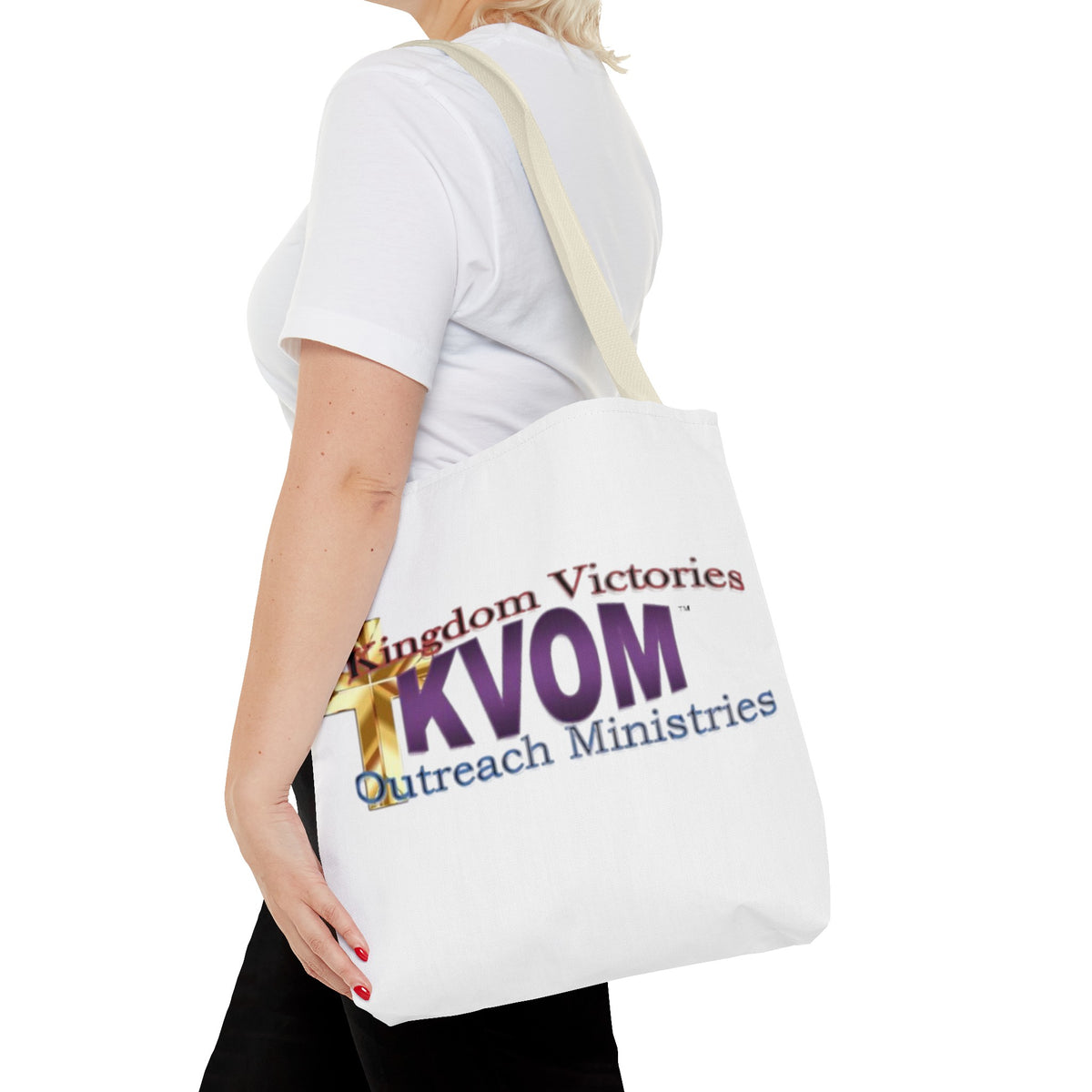 KVOM Logo Tote Bag, White, Moses Temple Colored Logo