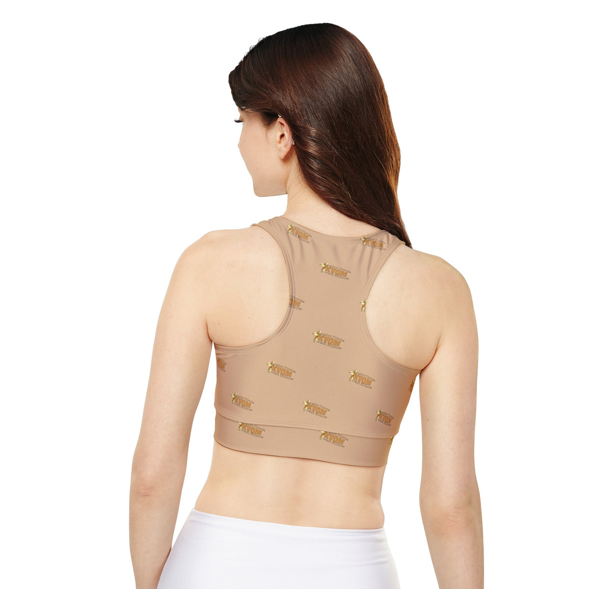 KVOM True Gold Logo Women's Sports Bra, Tan