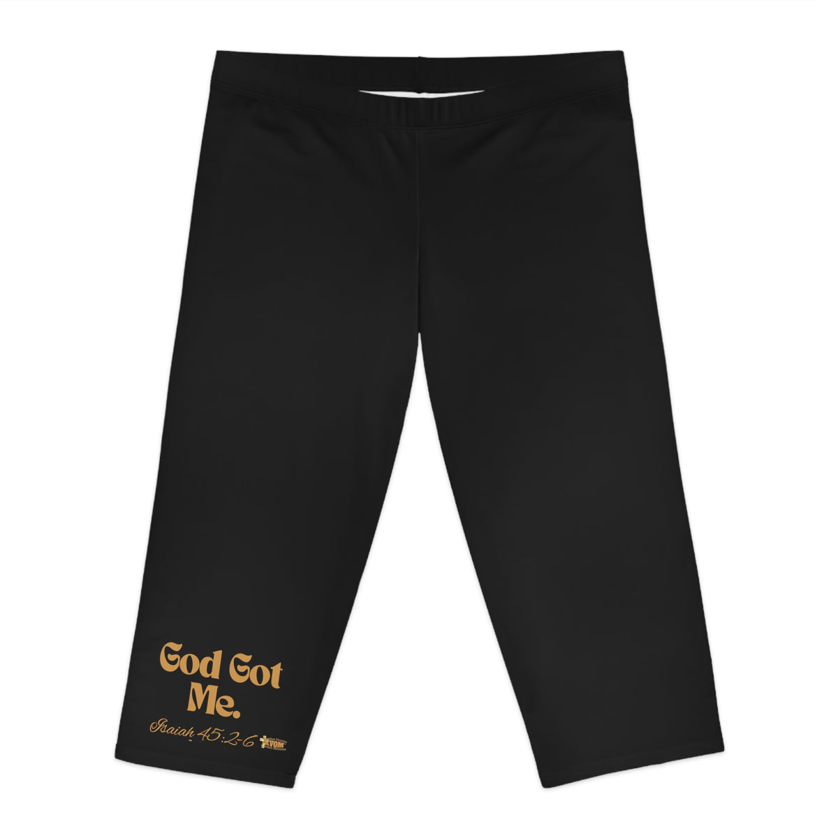 God Got Me Women's Mid-Length Leggings, Black & Gold