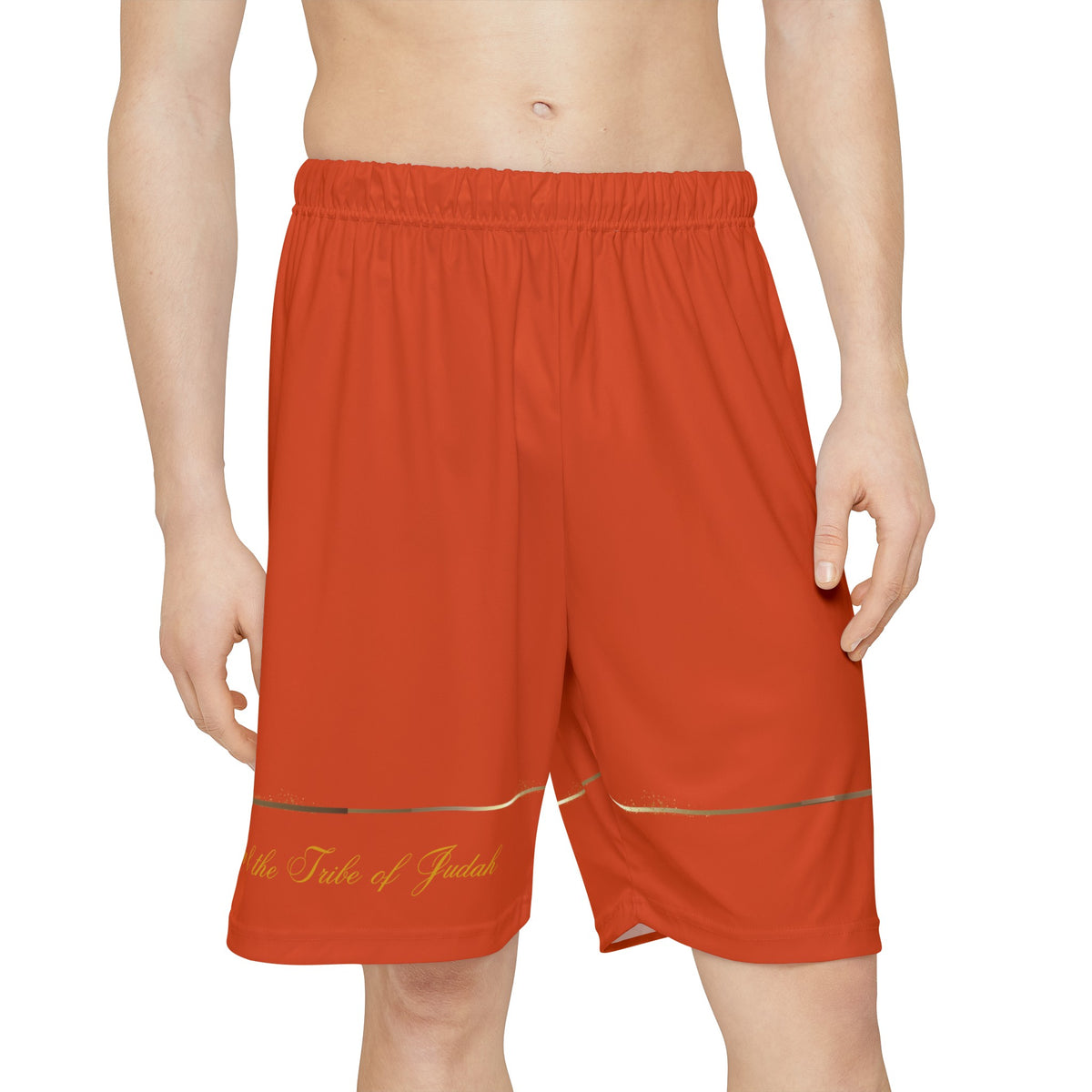 Lion of the Tribe Judah Men’s Sports Shorts, Orange