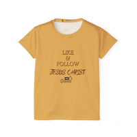 Like & Follow Jesus Women's T-Shirt, Yellow & Red