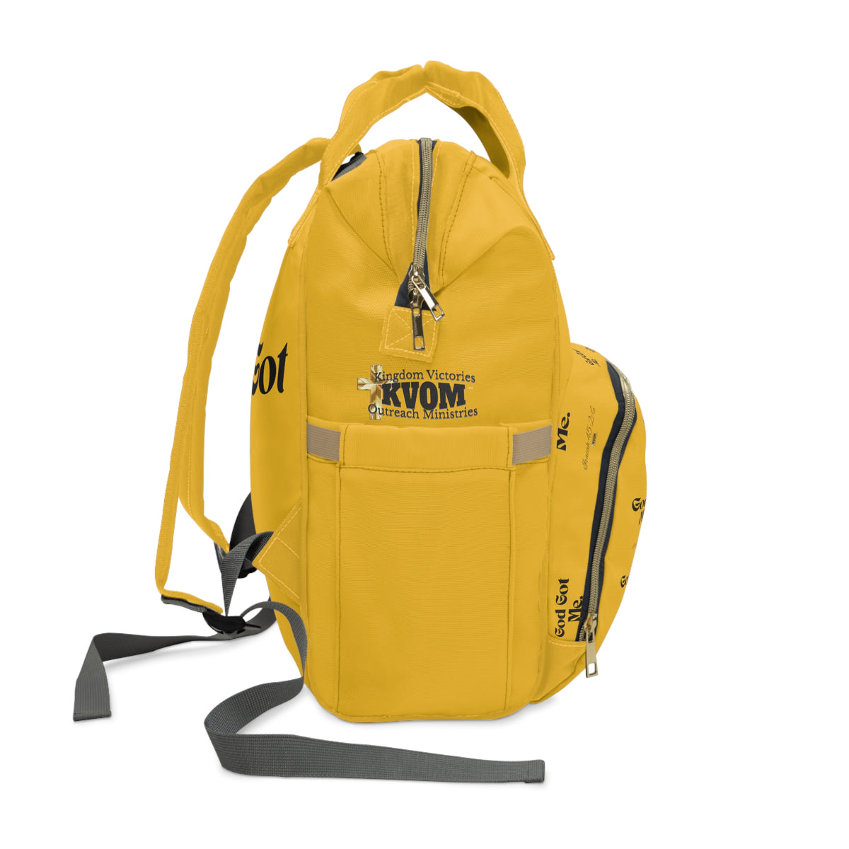 God Got Me KVOM Diaper Backpack, Yellow Gold