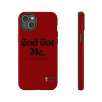 God Got Me KVOM Tough Case, Black Print, Red