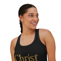 Christ The King Women's Stretchy Tank, Black & Gold