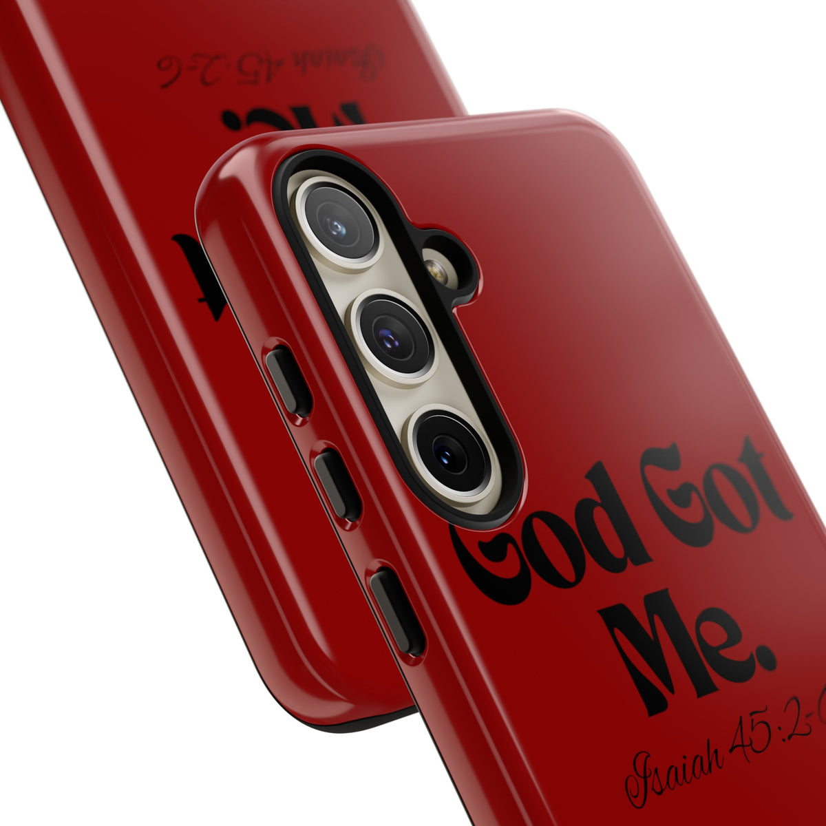 God Got Me KVOM Tough Case, Black Print, Red