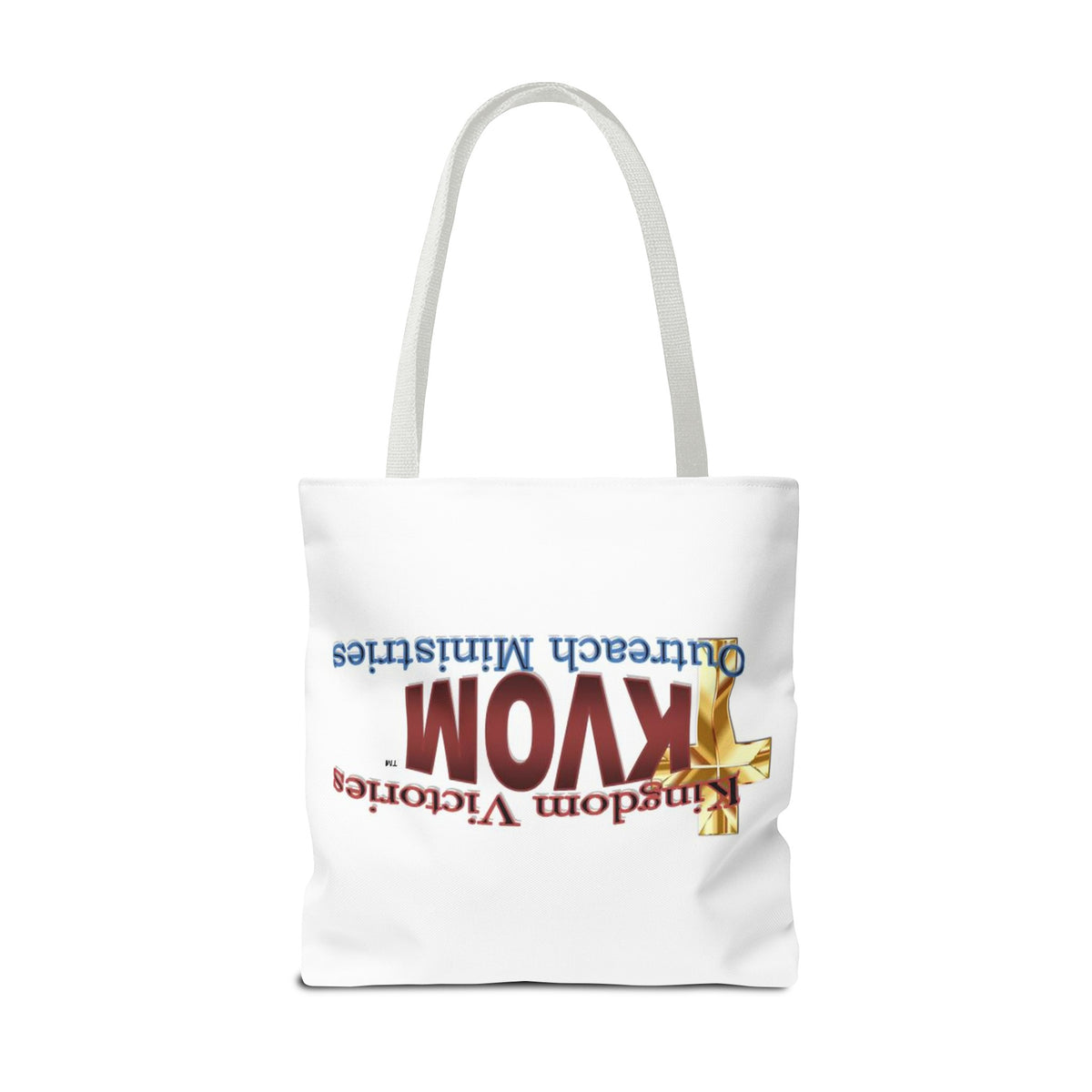 KVOM Logo Tote Bag, White, Maroon Logo