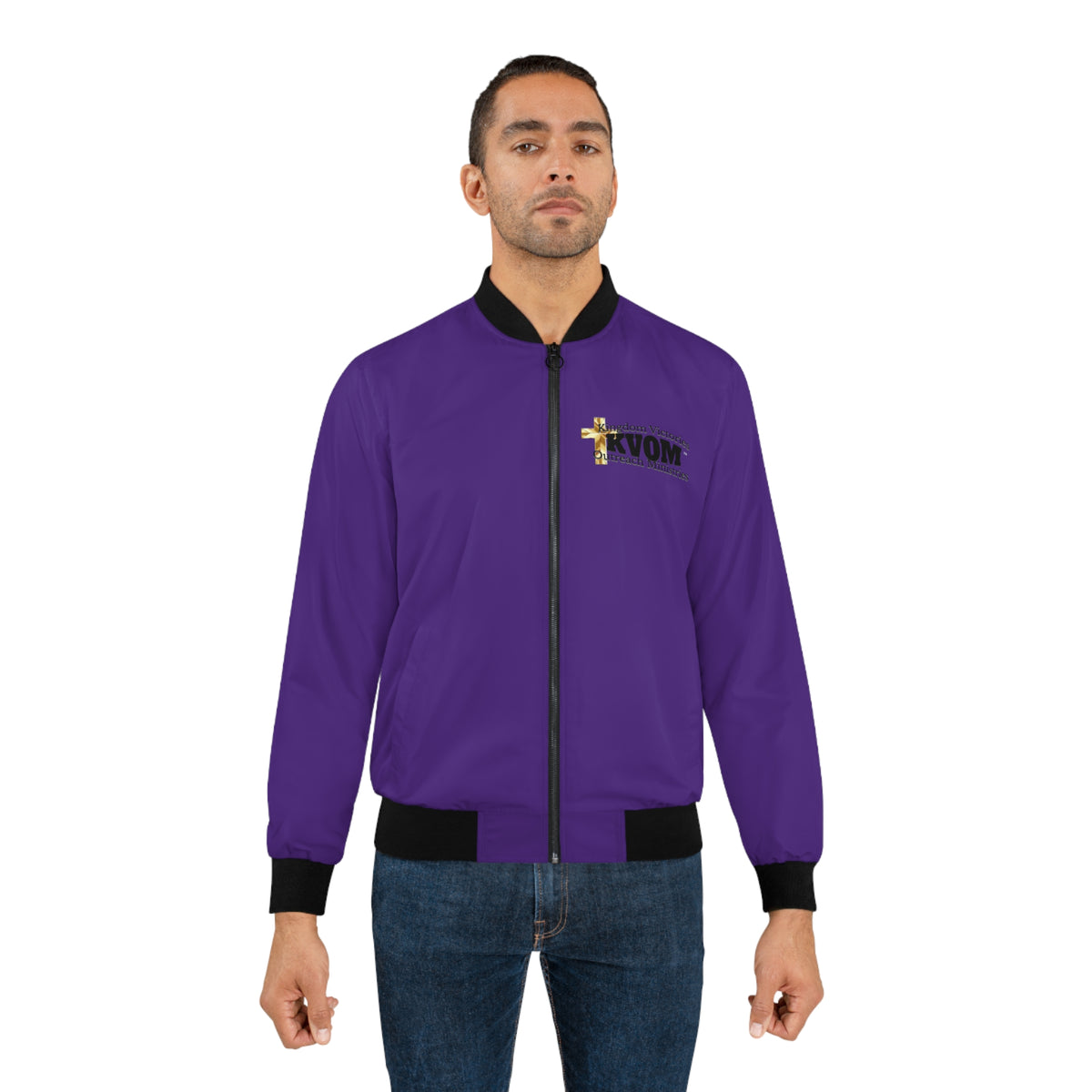 KVOM Logo Men's Bomber Jacket: Drk Purple