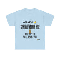 WARNING: Spiritual Warrior Here T-Shirt, Black Print