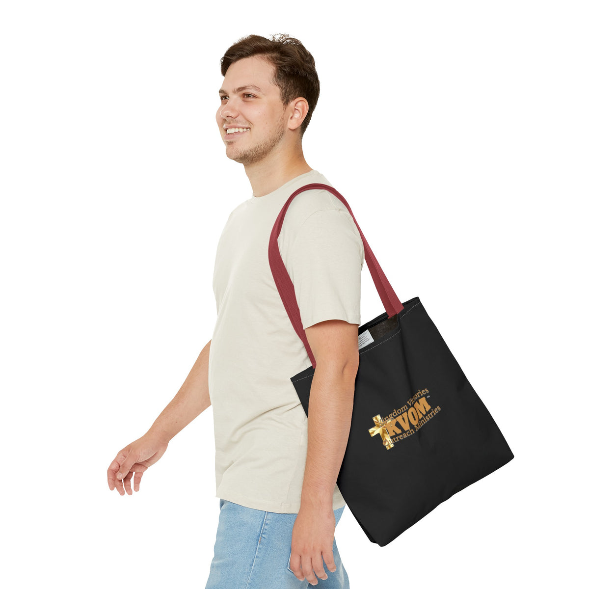 KVOM Logo Tote Bag, Black, True Gold Logo