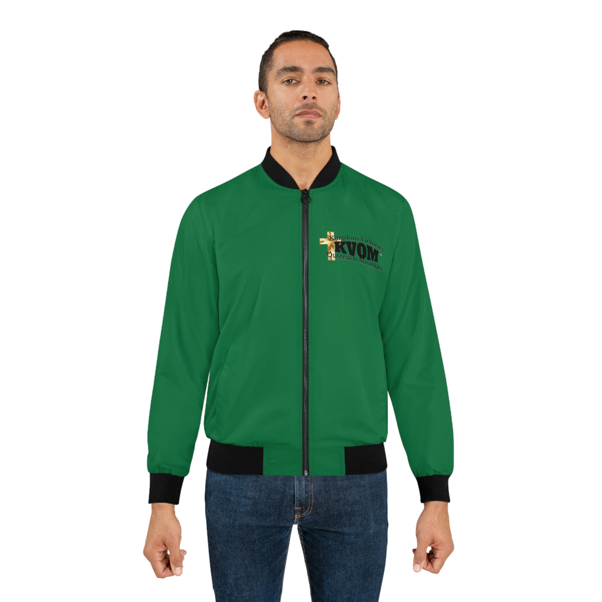 KVOM Logo Men's Bomber Jacket: Green