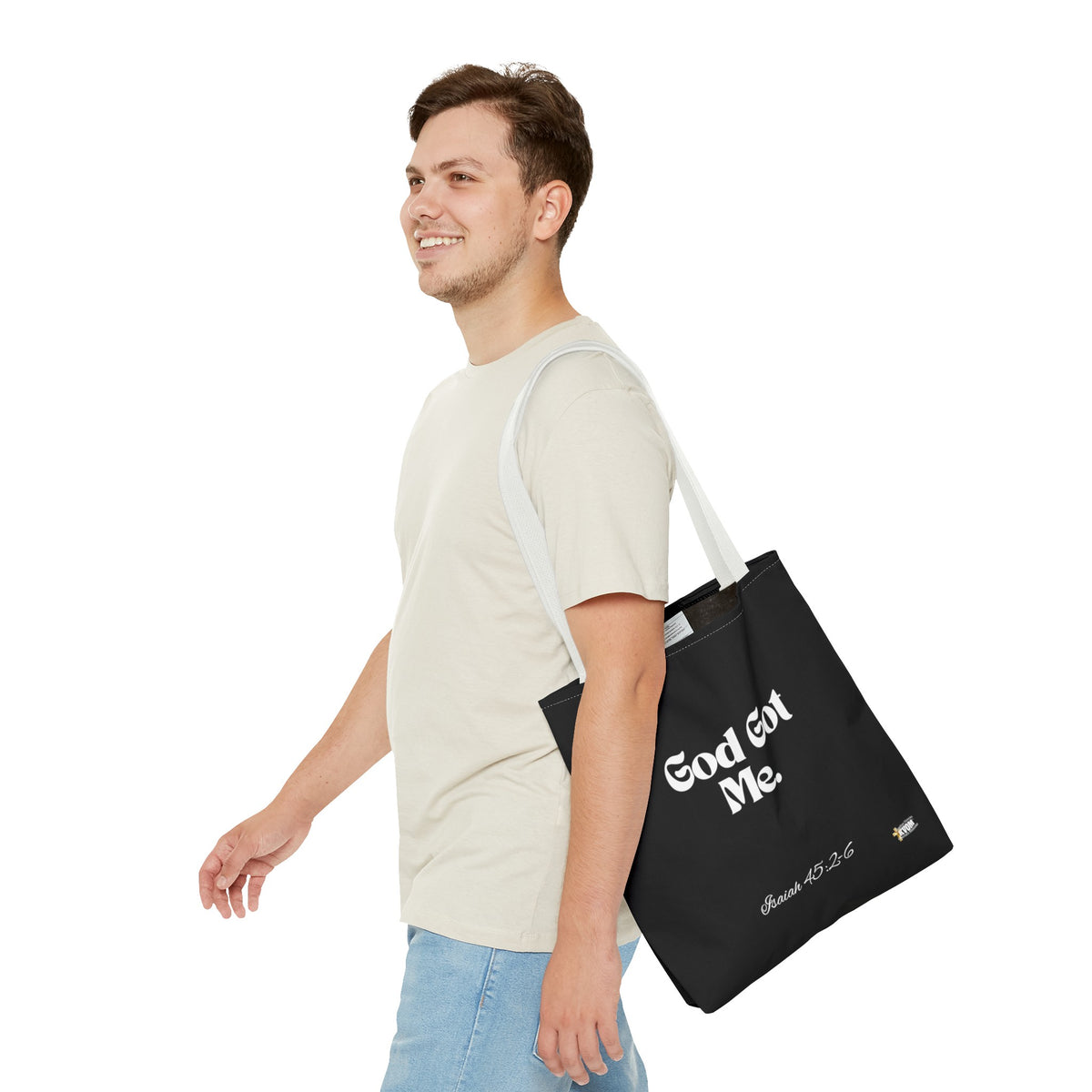 God Got Me Tote Bag: Black & White