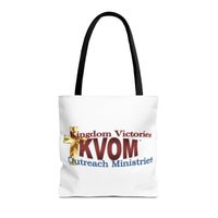 KVOM Logo Tote Bag, White, Maroon Logo