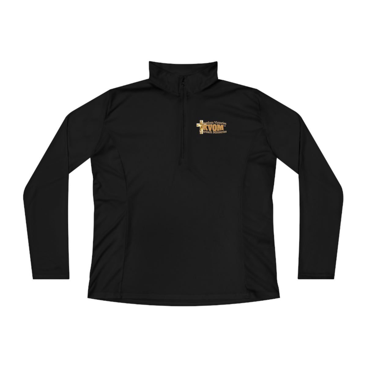 KVOM Logo True Gold Ladies Zip-Collar Sporty Pullover