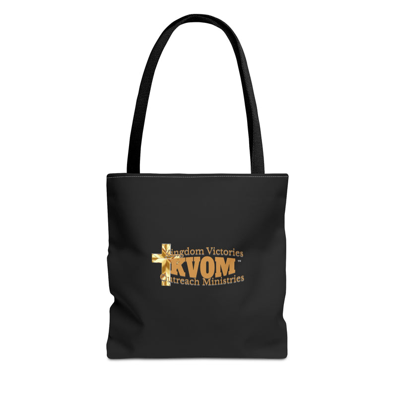 KVOM Logo Tote Bag, Black, True Gold Logo