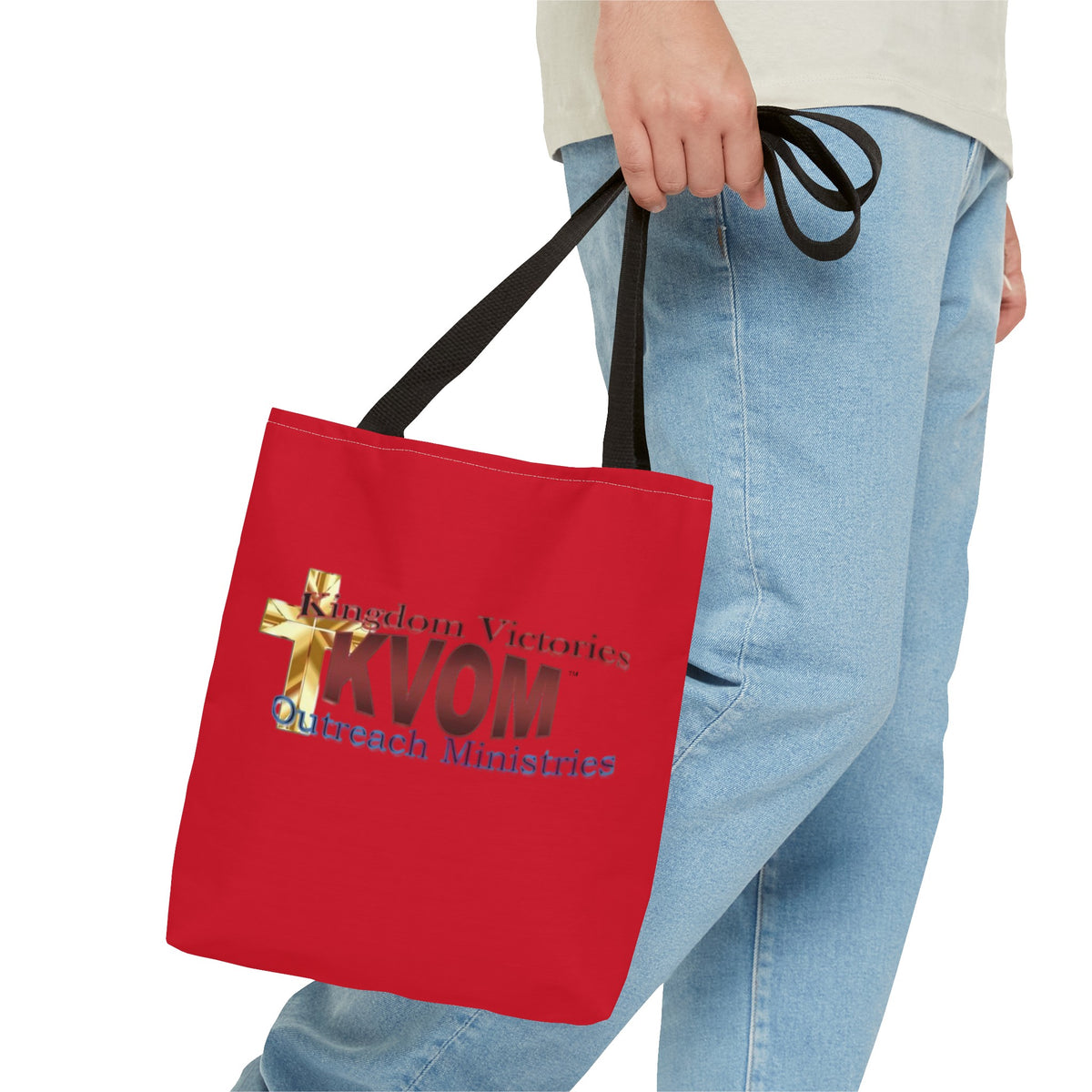 KVOM Logo Tote Bag, Red, Maroon Logo