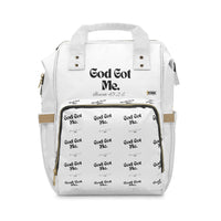 God Got Me KVOM Diaper Backpack, White