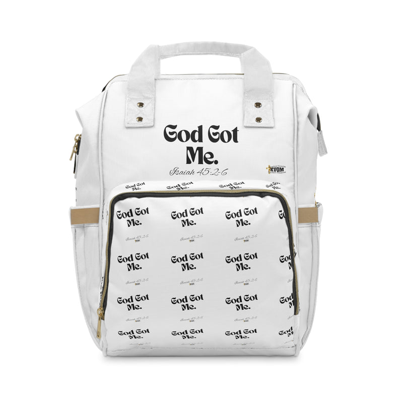 God Got Me KVOM Diaper Backpack, White