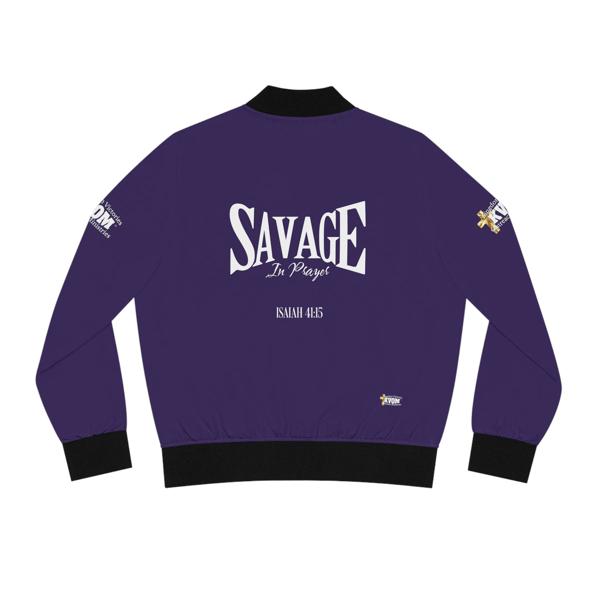 Savage in Prayer Women's Bomber Jacket, Eggplant