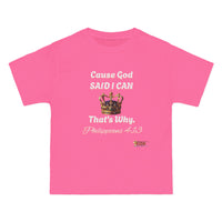 Cause God Said I Can Relaxed Fit Shirt, White Print