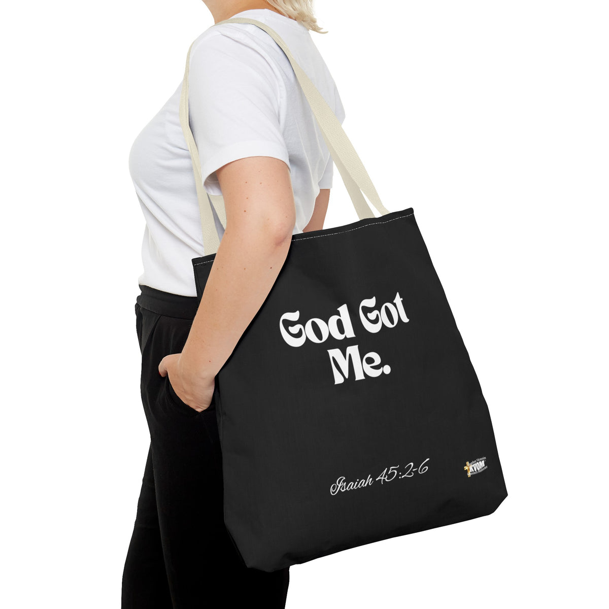 God Got Me Tote Bag: Black & White