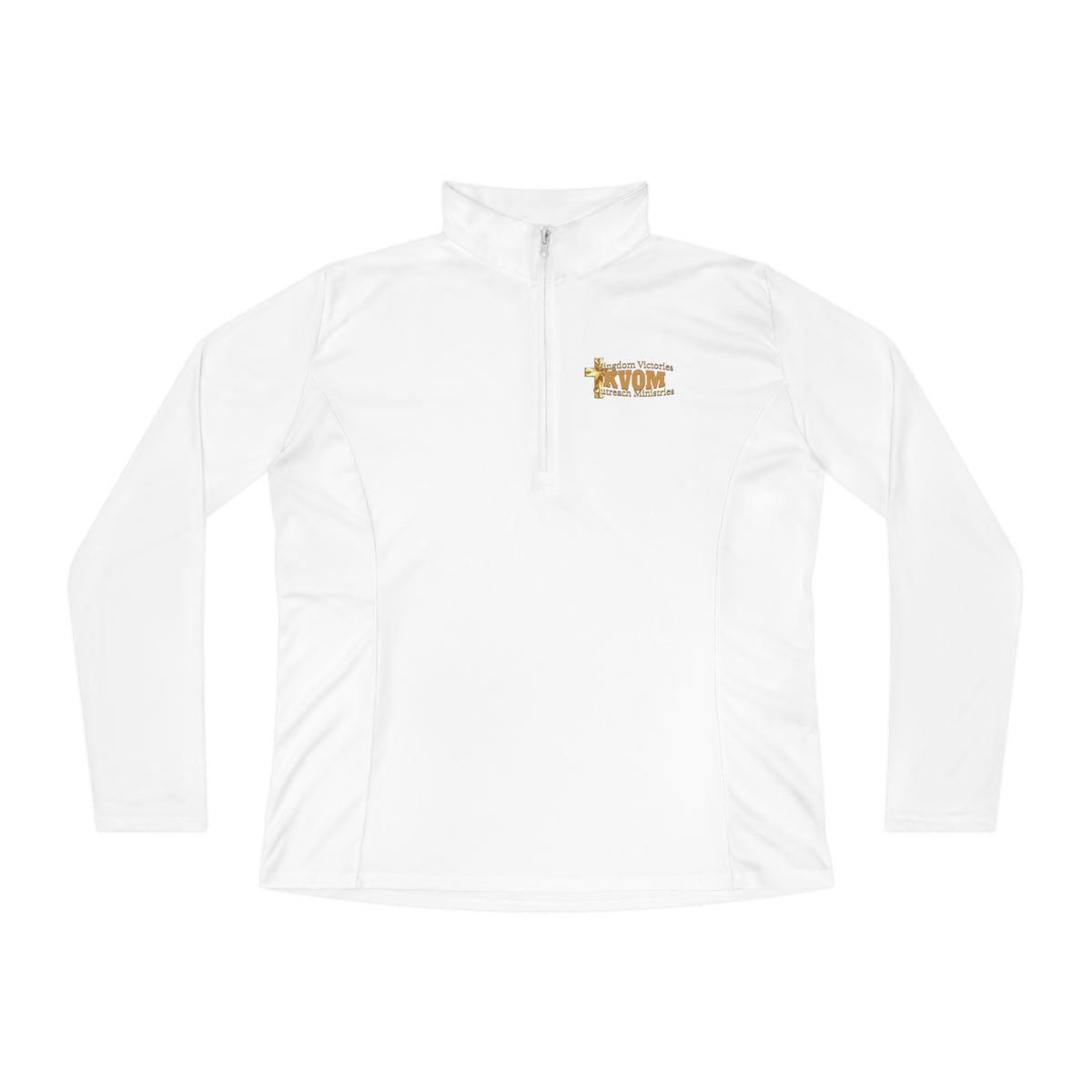 KVOM Logo True Gold Ladies Zip-Collar Sporty Pullover