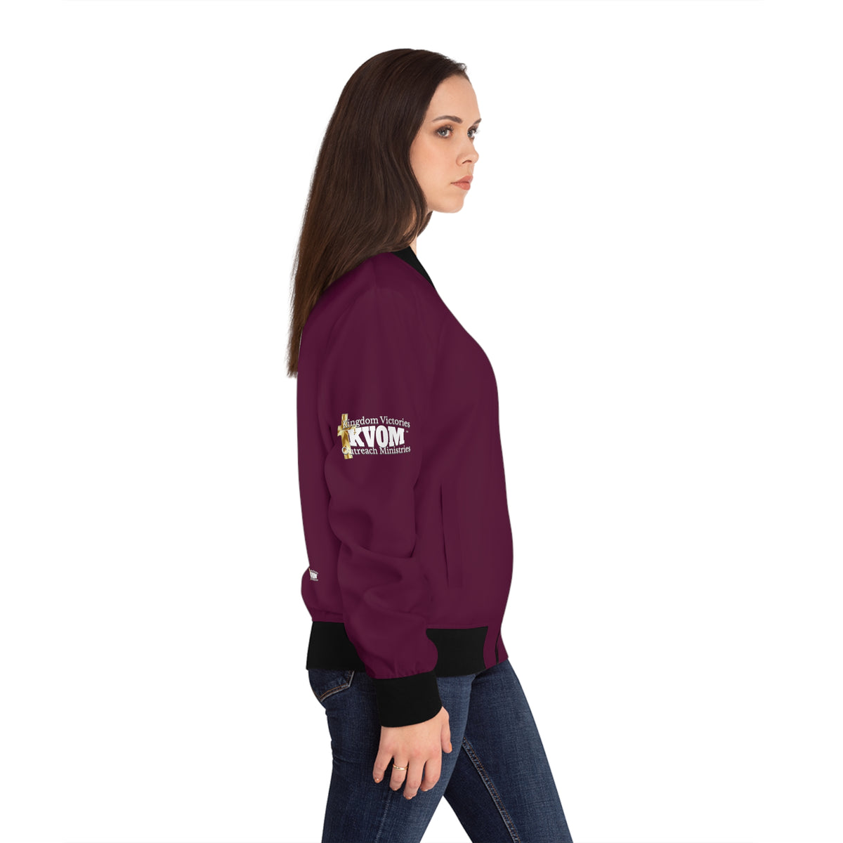 Savage in Prayer Women's Bomber Jacket, Maroon