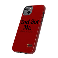 God Got Me KVOM Tough Case, Black Print, Red