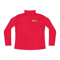 KVOM Logo True Gold Ladies Zip-Collar Sporty Pullover