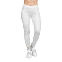 God Got Me Women's Casual Leggings, White, Gold Logo