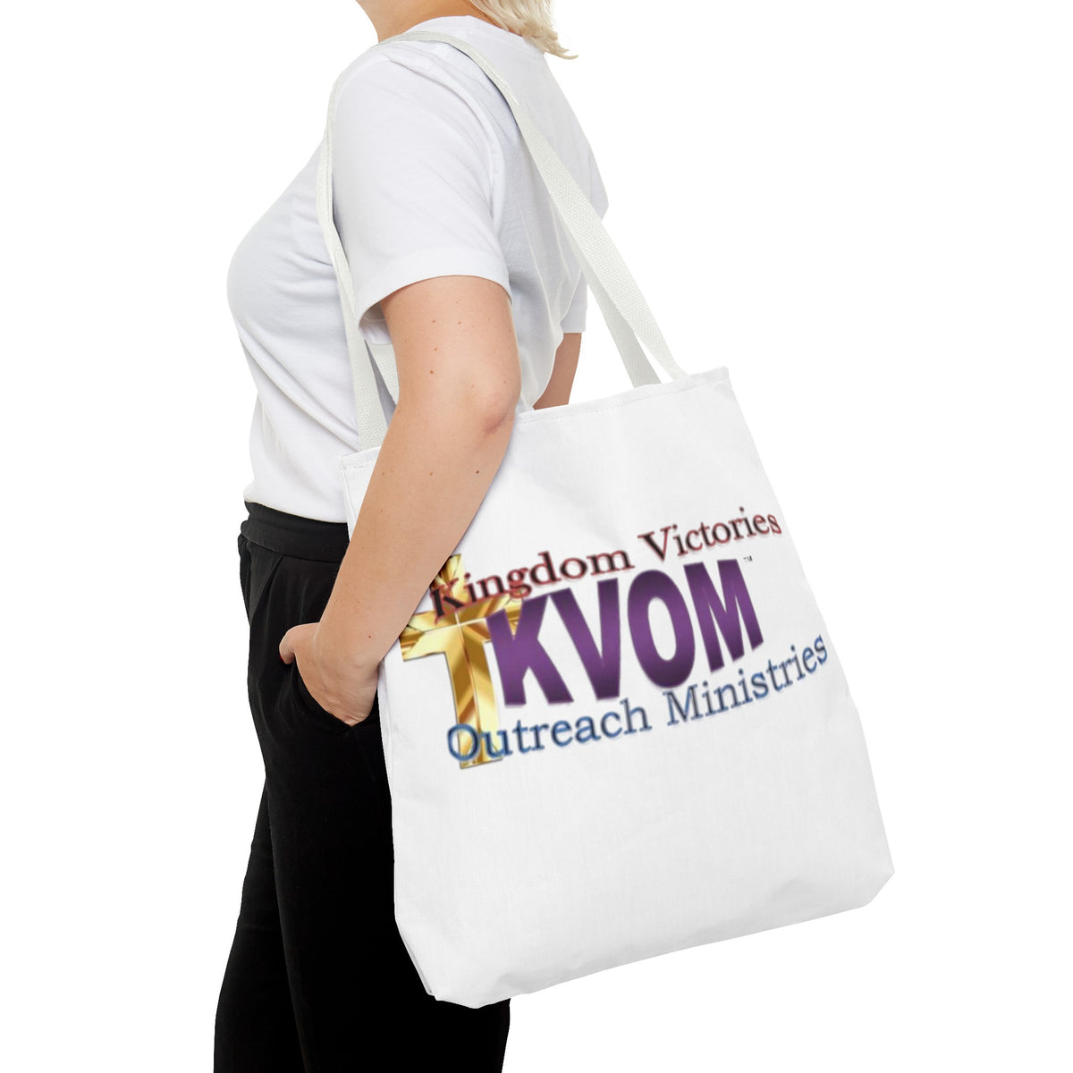 KVOM Logo Tote Bag, White, Moses Temple Colored Logo