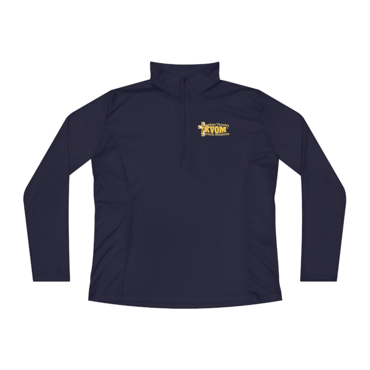 KVOM Logo Yellow Gold Ladies Zip-Collar Sporty Pullover