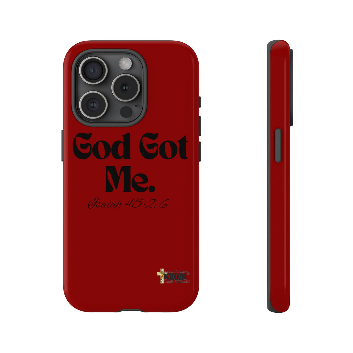 God Got Me KVOM Tough Case, Black Print, Red