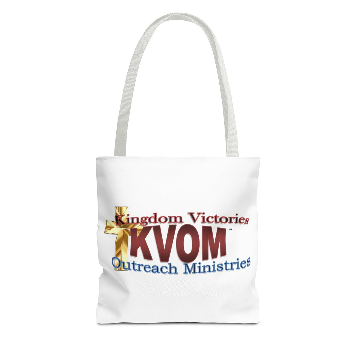 KVOM Logo Tote Bag, White, Maroon Logo