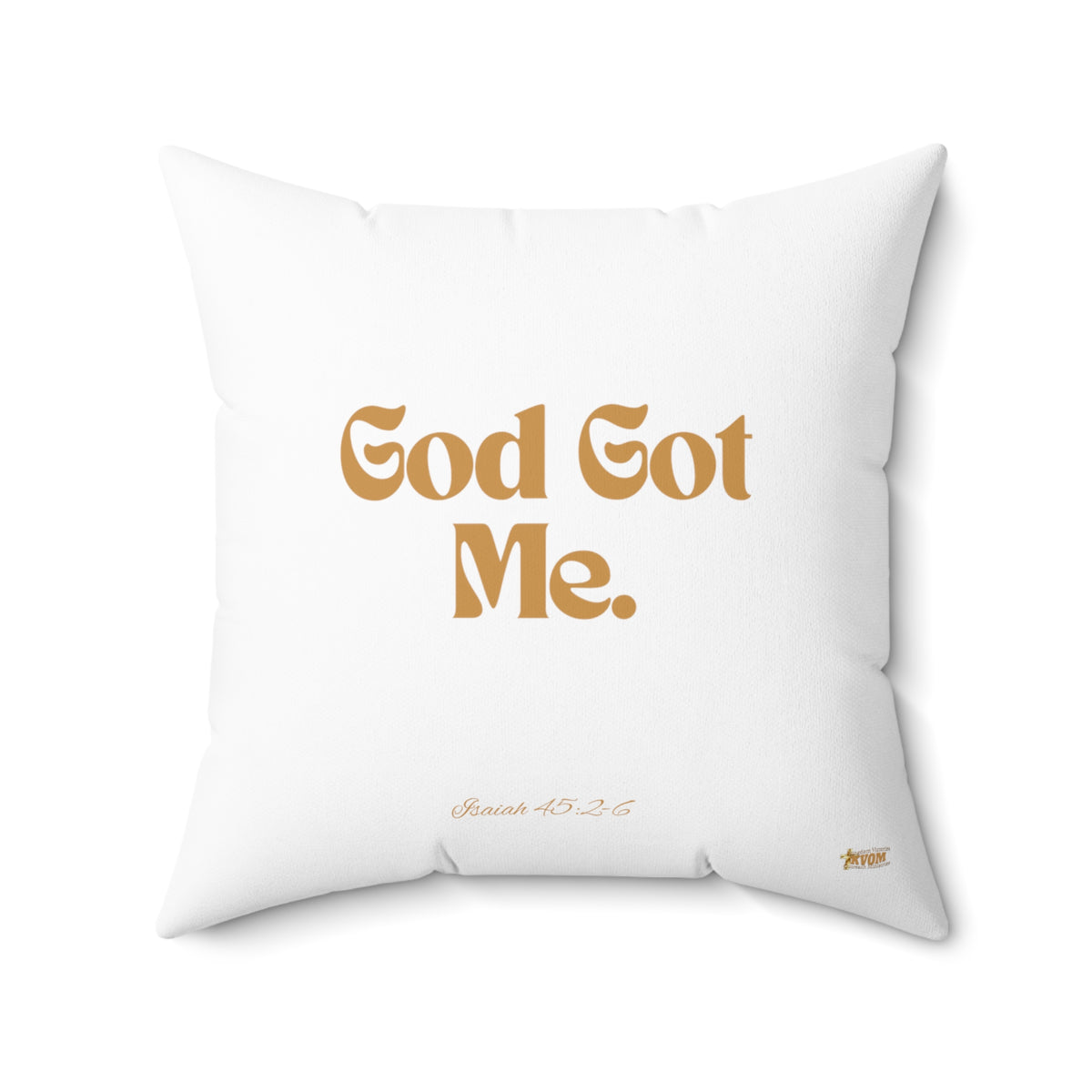 God Got Me Square Pillow, White, Gold Print