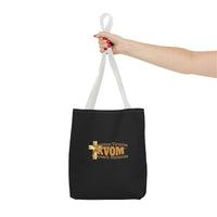 KVOM Logo Tote Bag, Black, True Gold Logo