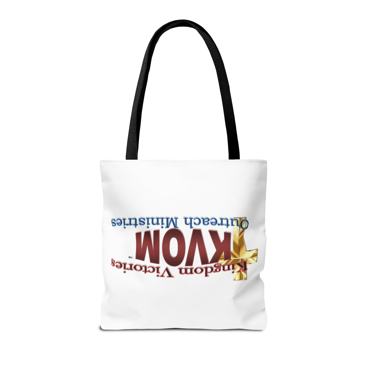 KVOM Logo Tote Bag, White, Maroon Logo