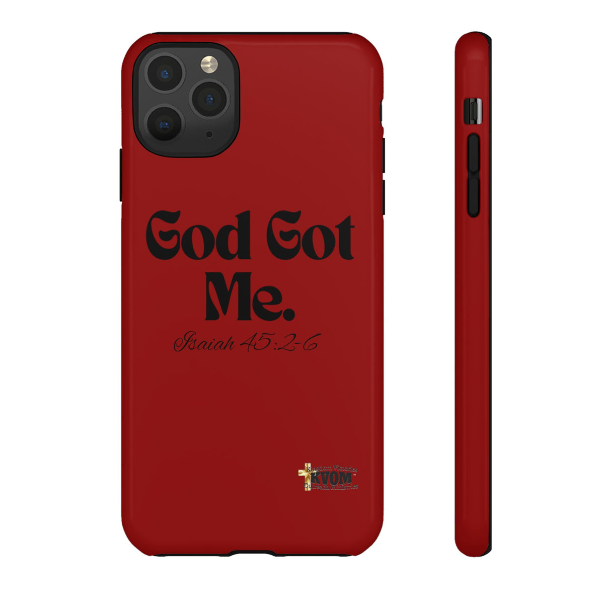 God Got Me KVOM Tough Case, Black Print, Red