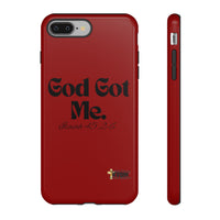 God Got Me KVOM Tough Case, Black Print, Red