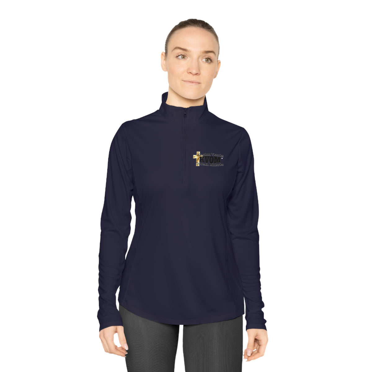 KVOM Logo Black Ladies Zip-Collar Pullover