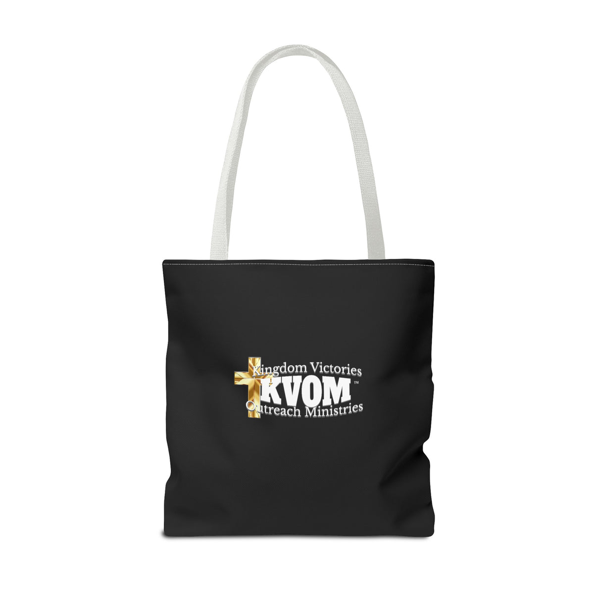 KVOM Logo Tote Bag, Black, White Logo