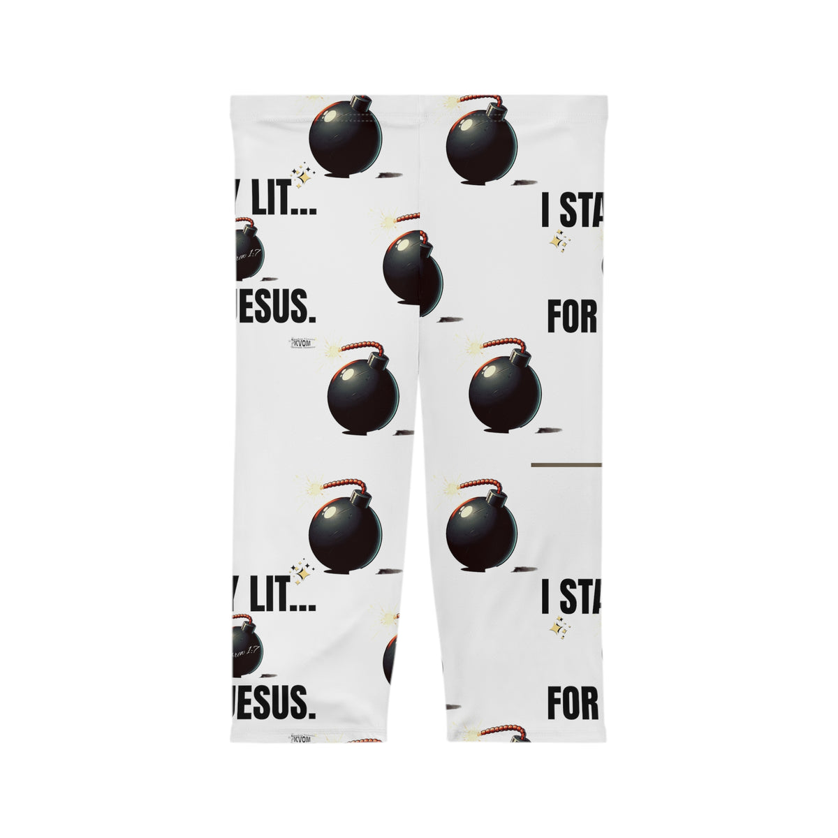 I Stay Lit For Jesus Women’s Mid-Length Leggings, White