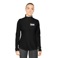 KVOM Logo White Ladies Zip-Collar Pullover