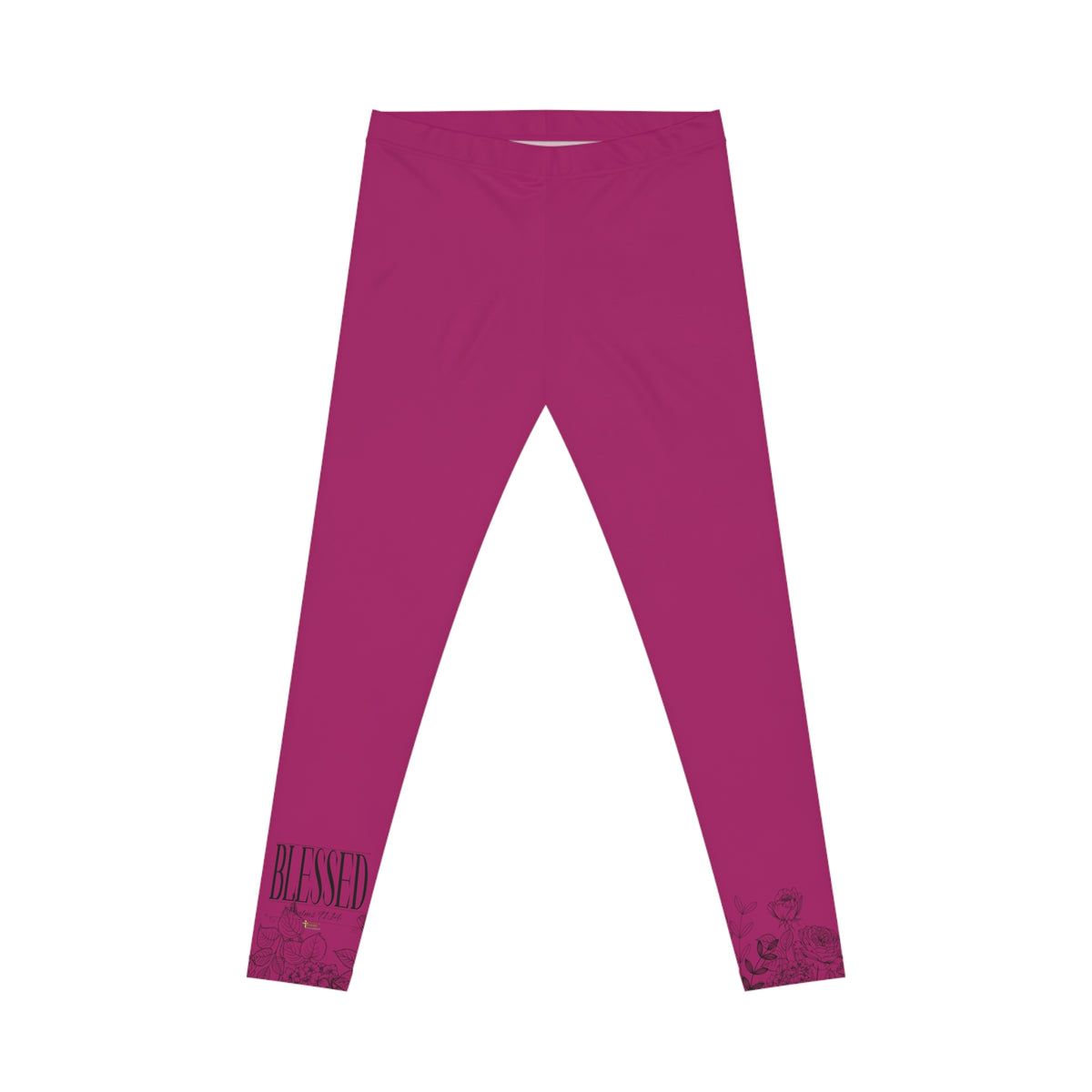 Stretched Series BLESSED Women's Casual Leggings, Deep Berry