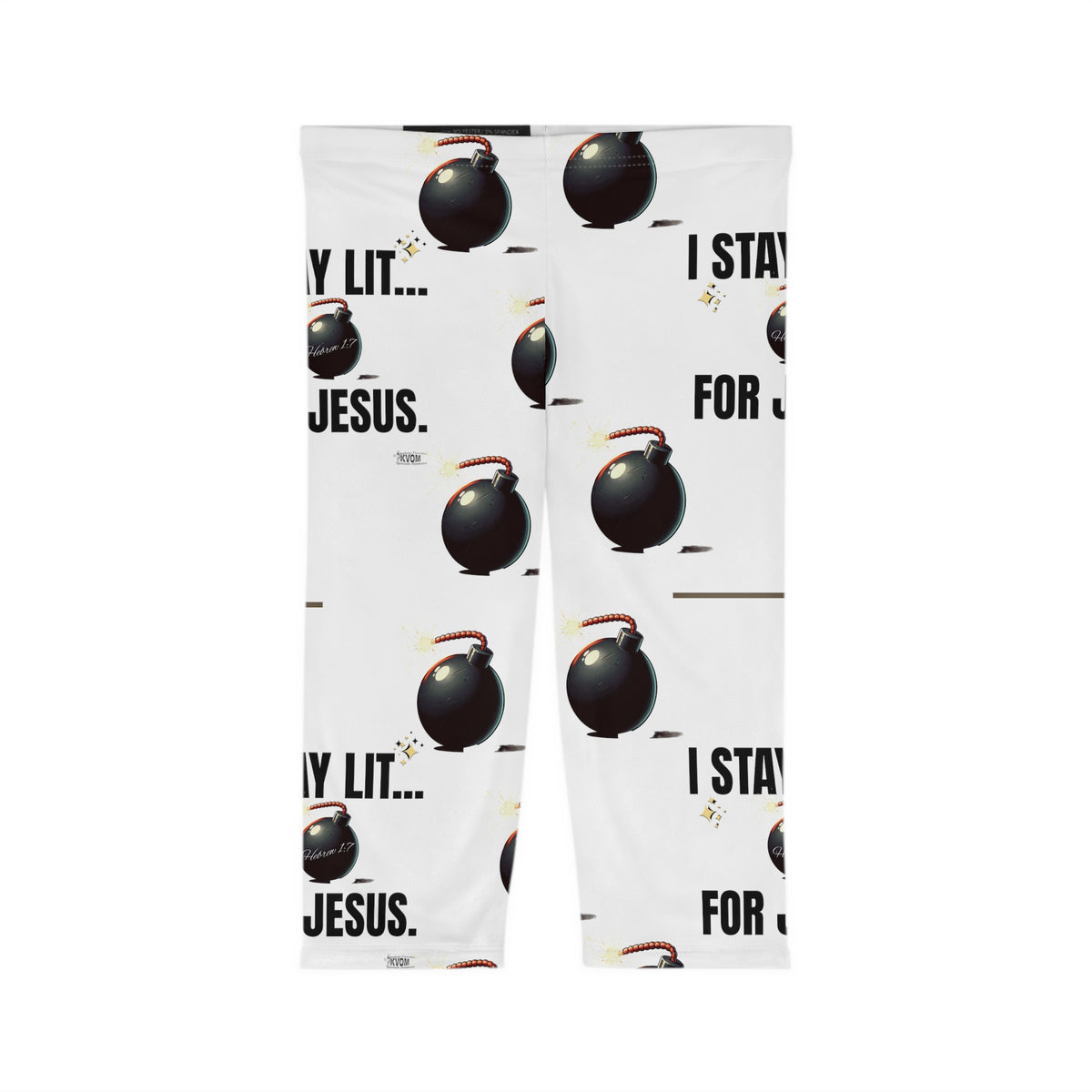 I Stay Lit For Jesus Women’s Mid-Length Leggings, White