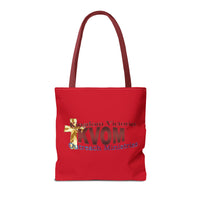 KVOM Logo Tote Bag, Red, Maroon Logo