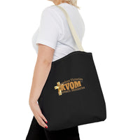 KVOM Logo Tote Bag, Black, True Gold Logo