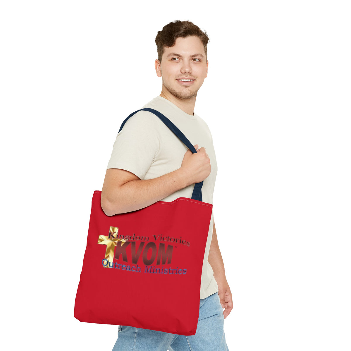 KVOM Logo Tote Bag, Red, Maroon Logo