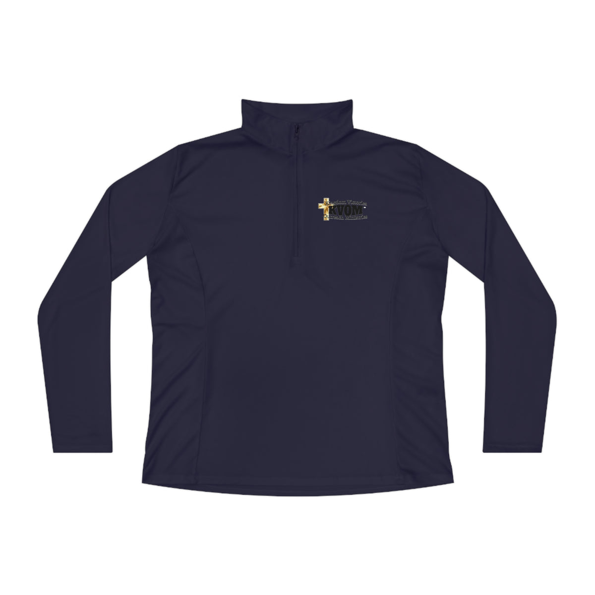 KVOM Logo Black Ladies Zip-Collar Pullover