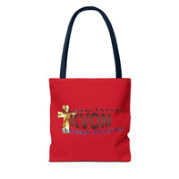 KVOM Logo Tote Bag, Red, Maroon Logo