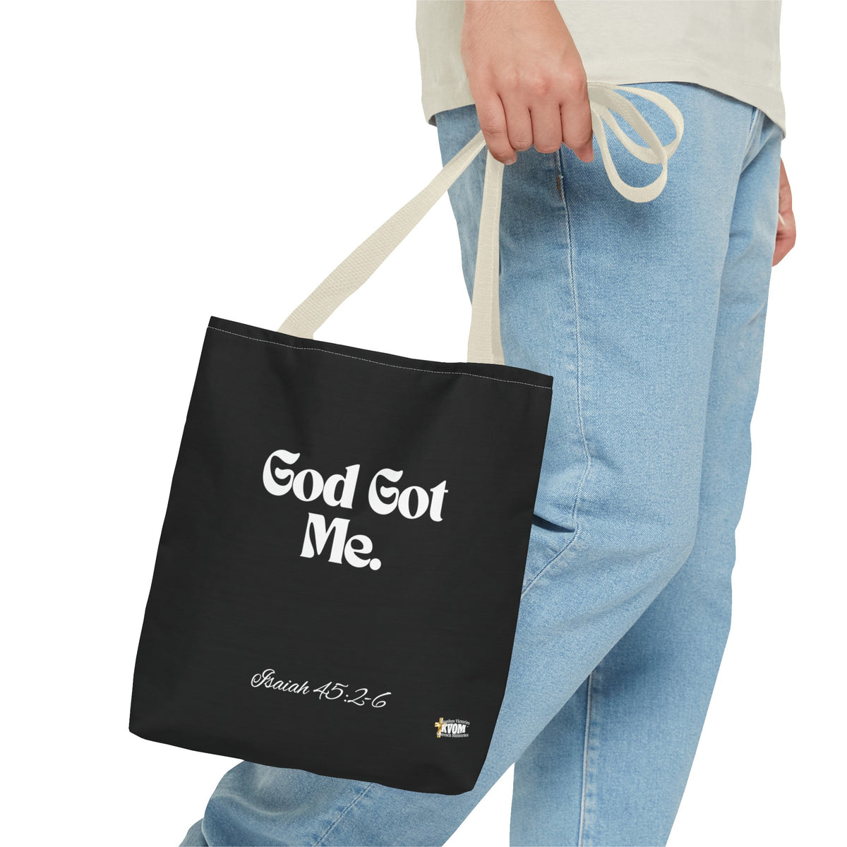 God Got Me Tote Bag: Black & White